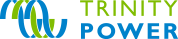 a blue and green logo for trinity power